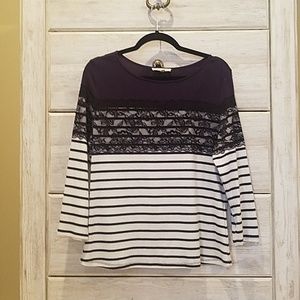 Stitch Fix 41 Hawthorn Ahoy Lace Panel Knit Top